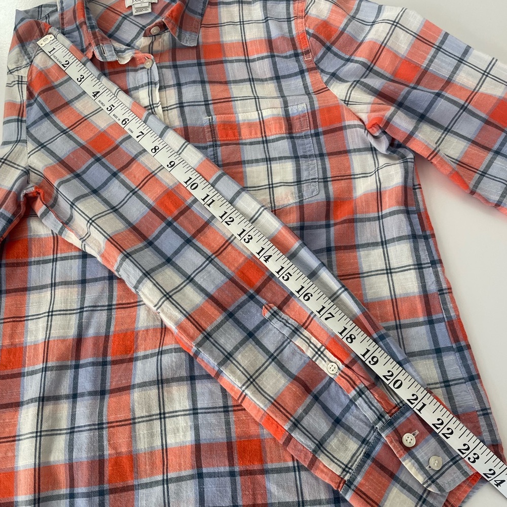 J. Crew Men's Orange and Blue Plaid Shirt - Picture 9 of 9